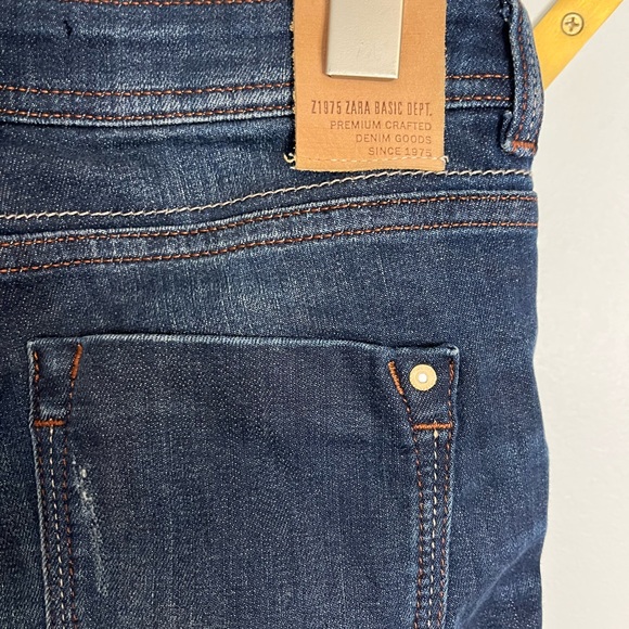 Zara Distressed Skinny Jeans 2 Dark Denim - Picture 7 of 7